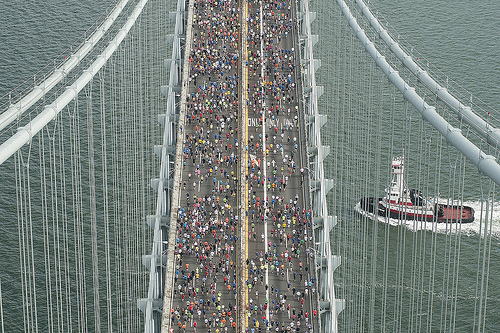 NYC Marathon Sunday Starting line at Verrazano Bridge