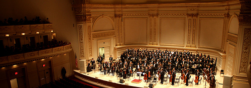 Orchestra on stage at Carnegie Hall